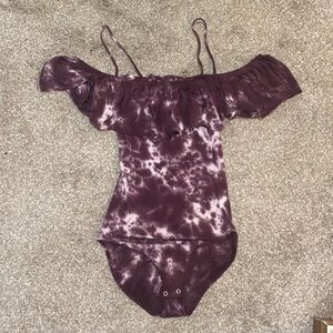 Purple tie dye off the shoulder body suite